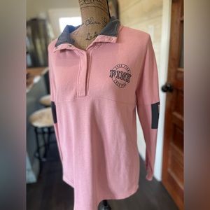 PINK by Victoria’s Secret pale pink snap neck oversized pullover sz xsmall